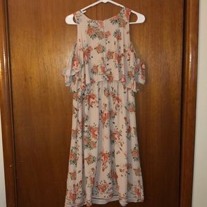 Floral cold shoulder dress